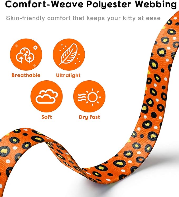 Halypet 2-Pack Cat Harness and Leash Set, Escape Proof 3-in-1 Adjustable Harness for Cats, Soft Lightweight, Easy On & Control for Walking, Travel & Outdoor Use, Small (Orange & Blue)