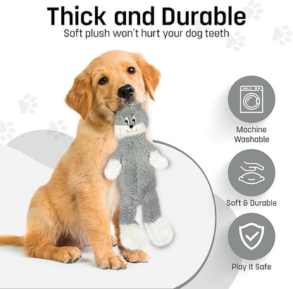 FGA MARKETPLACE Frog-Grey Rabbit Flat NO Stuffing NO Squeak Plush Dog Toy, Funny Style Will Entertain Your Pet for Hours, Recommended for Small and Medium Dog 21 INCH Long