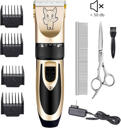 Highdas Dog Grooming Kit Clippers, Low Noise, Electric Quiet, Rechargeable, Cordless, Pet Hair Thick Coats Clippers Trimmers Set, Suitable for Dogs, Cats, and Other Pets(Grey)