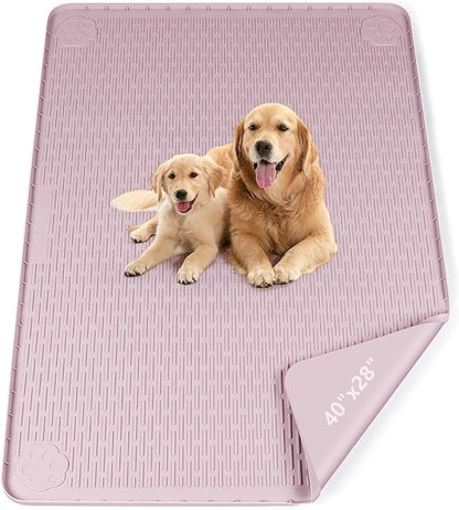 Pee Pads for Dogs, 40" x 28" Extra Large Reusable Silicone Mat, Washable Puppy Training Pads for Potty Training, Non-Slip, Leak-Proof, Indoor Floor Protection (Pink)