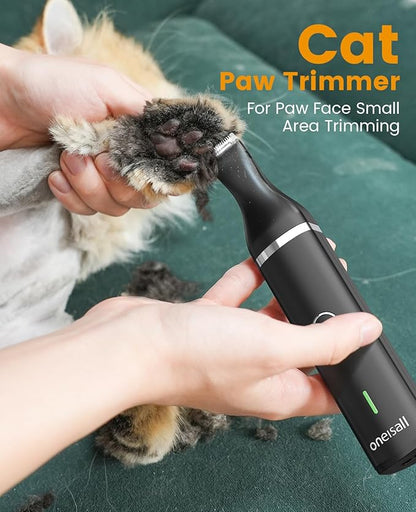 oneisall Cat Clippers and Paw Trimmer 3 in 1 Cat Grooming Kit,Cat Clippers for Matted Hair,Cordless Kitty Shaver for Matted Long Hair,2 Speed Pet Clippers