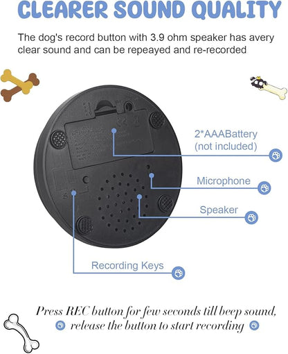 Dog Buttons for Communication, 9 Pcs Dog Talking Button Set, 30s Voice Recording Pet Buzzer Training Buttons, Speaking Button for Dogs with Waterproof Anti-Slip Dog Button Mat and 48 Scene Stickers