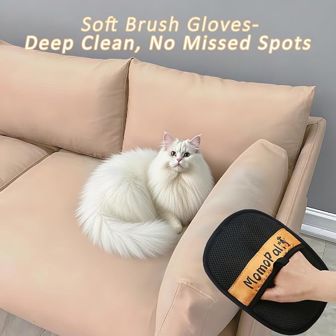 QISHENG - Pet Hair Removal Glove Brush for Dogs & Cats, Electrostatic & Washable Animal Fur Removal Tool for Furniture, Couch, Carpet, Car Seat&Clothing, Quick Cleaning Grooming Glove,1Pcs