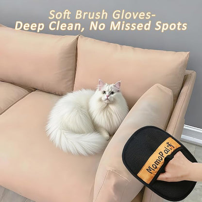 QISHENG - Pet Hair Removal Glove Brush for Dogs & Cats, Electrostatic & Washable Animal Fur Removal Tool for Furniture, Couch, Carpet, Car Seat&Clothing, Quick Cleaning Grooming Glove,1Pcs