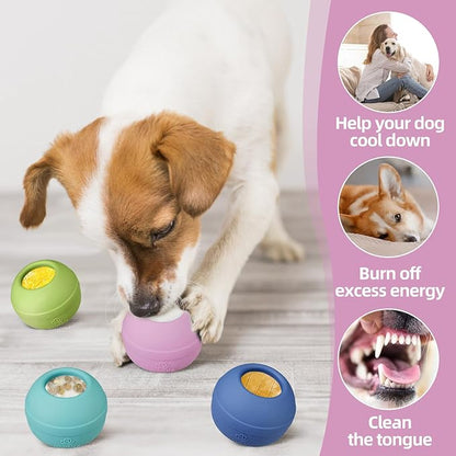Long-Lasting Interactive Dog Lick Toy, Stuffable Dog Enrichment to Keep Dogs Busy, Wobbly Treat Dispensing Freezable Chew Toys, Food-Grade Safe (Pastel Purple,S)