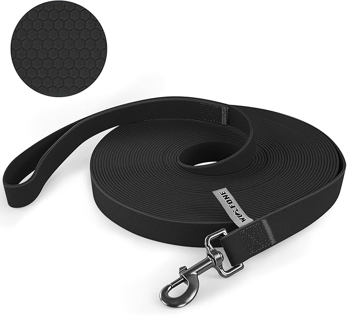 Wolfone 9m Black Heavy Duty Robust Training Dog Leash with Anti-Slip Handle，Waterproof Long Dog Leash for Outdoor Activities
