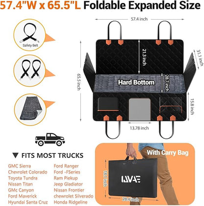 IJVAE Hard Bottom Car Seat Cover for Dog swith Removable Soft Blankets,Scratch-Proof and Anti-Slip Car Dog Hammock for Large Dogs Brown for Crew Cab Trucks F150