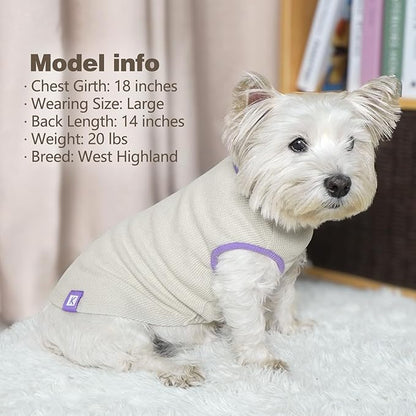 KYEESE 2Pack Dog Shirts Waffle for Small Dogs, Stretchy and Comfortable Dog T-Shirts, Lightweight Sleeveless Tank Top, Breathable Vest, Cat Shirt, Small, Purple + Grey