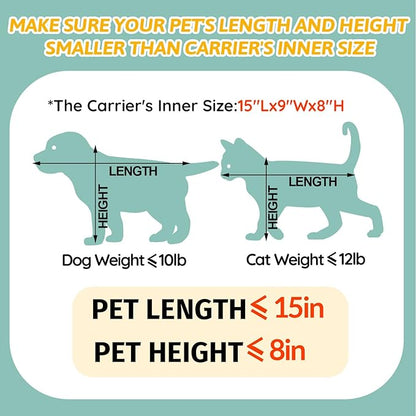 Petskd Pet Carrier 17x11x9.5 Alaska Airline Approved,Pet Travel Carrier Bag for Small Cats and Dogs, Soft Dog Carrier for 1-10 LBS Pets,Dog Cat Carrier with Safety Lock Zipper(Black)