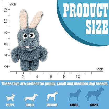 SLIWOWO Donkey Squeaky Dog Toys to Keep Them Busy, Stuffed Plush Dog Toy Birthday Gift Crinkle Pet Puppy Tug Toy for Small Medium Large Dogs (Grey)