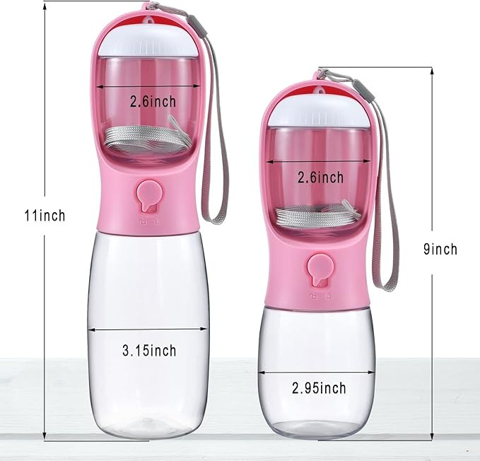 Cibaabo Dog Water Bottle with Food Container, Travel Puppy Water Bowl, Portable Pet Dispenser, Girl Dog Accessories Stuff Items Essentials Necessities for Yorkie Chihuahua Cat Walking and Hiking