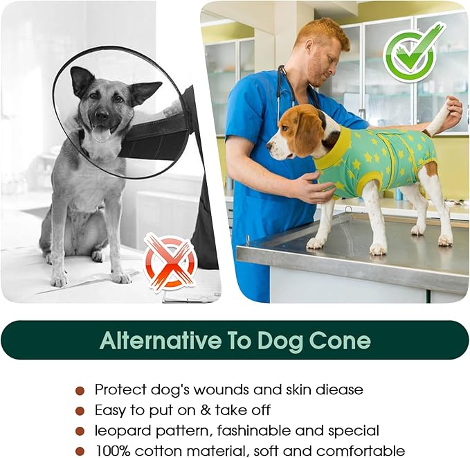 Kuoser Dog Recovery Suit for Female Male Dogs, Post-Surgery Bodysuit for Spay Neuter, Dog Onesie After Surgery, Anti-Licking Pet Surgical Recovery Suit