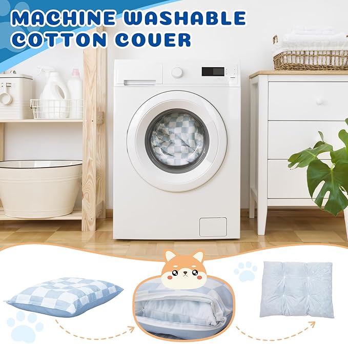 UWELL PETS Dog Bed with Removable Washable Cover for Small Dogs Deluxe Plush Dog Crate Beds Comfy Kennel Pad Waterproof Lining and Blue Gel Memory Foam Memory Foam（Blue 30 * 20 * 4in）