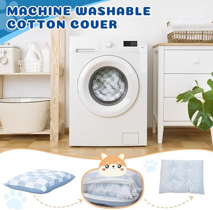 UWELL PETS Dog Bed with Removable Washable Cover for Small Dogs Deluxe Plush Dog Crate Beds Comfy Kennel Pad Waterproof Lining and Blue Gel Memory Foam Memory Foam（Blue 30 * 20 * 4in）