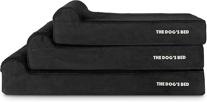 The Dog’s Bed Orthopedic Headrest Dog Bed XL Black Plush, Memory Foam, Pain Relief for Arthritis, Hip & Elbow Dysplasia, Post Surgery, Lameness, Waterproof Washable Cover, Veterinary Approved