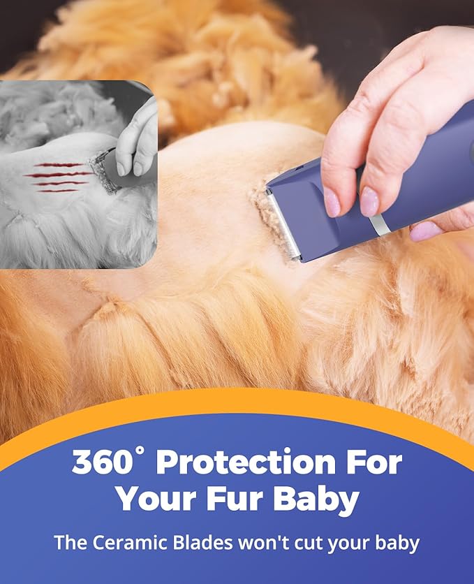 oneisall Dog Clippers with Double Blades,Cordless Small Pet Hair Grooming Trimmer,Low Noise for Trimming Dog's Hair Around Paws, Eyes, Ears, Face, Rump (Purple)