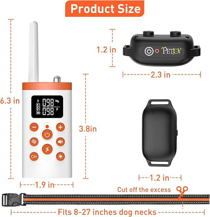 PetJoy 3 Dog Shock Collar with Remote, Dog Bark Collar for Large Dog, Automatic Bark Collar 3 Packs, Bark & Shock Collar 2 in 1 - Auto Mode with 5 Sensitivity Levels