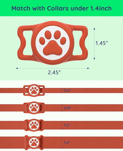 WhoseID IP68 Waterpoof Dog Airtag Holder, Stretchy Silicone Full Body Covered Apple Air Tag Holder for Dog Cat Collar Fit All Width Collar (Red, 1 Pack)