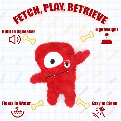 HUGEME Squeaky Dog Toy, Plush Stuffed Dog Toy Keep Them Busy Tug of War Dog Chew Toy for Small Medium Large Dogs (Red)
