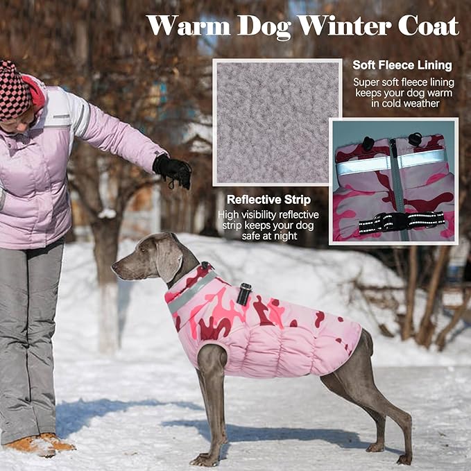 Lelepet Warm Dog Winter Coat Dog Coats for Extra Large Dogs Waterproof Dogs Jacket with Harness Built in Reflective Cold Weather Coats Windproof Zip-Up Winter Fleece Vest Snowsuit Great Dane 3XL