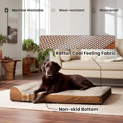 Laifug Orthopedic Memory Foam Dog Bed with Durable Water Proof Liner and Removable Washable Cover (Large (40"x25"x5.5"), Brown)