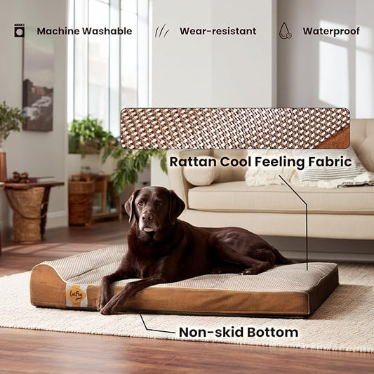 Laifug Orthopedic Memory Foam Dog Bed with Durable Water Proof Liner and Removable Washable Cover (Large (40"x25"x5.5"), Brown)