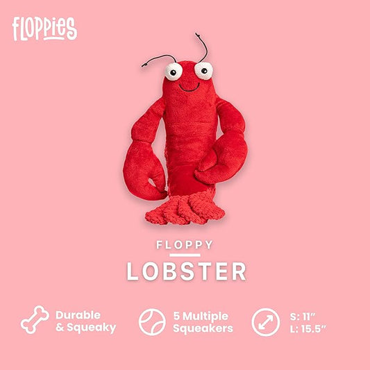 fabdog Floppies Plush Dog Toy - Cute & Durable Squeaky Dog Toys - Best Squeak Toy for Puppies and All Breeds | Ideal Pet Gift| Large Lobster