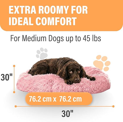 Active Pets Medium Pink Dog Bed for up to 45 lbs, Calming Orthopedic Pet Bedding for Anxiety Relief, Joint Support & Comfort, Washable Dog Furniture
