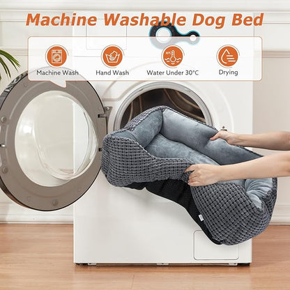 MIXJOY Dog Bed for Large, Medium, Small Dogs - Rectangle, Washable, Orthopedic, Soft Cat Beds - Anti-Slip Bottom, Multiple Sizes (35'', Grey)
