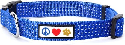 Pawtitas Reflective Dog Collar Medium Blue 3/4 Inch