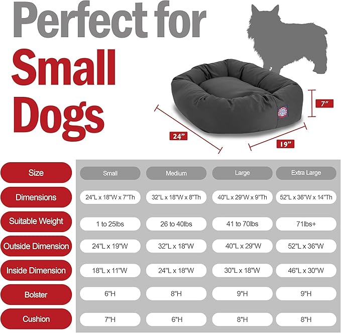 Majestic Pet 24 Inch Bagel Calming Dog Bed Washable – Cozy Soft Round Dog Bed with Spine Support for Dogs to Rest Their Head - Fluffy Donut Puppy Mat 24x19x7 (Inch) Small - Gray