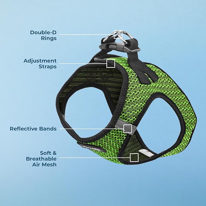 Best Pet Supplies Voyager Step-in Air Harness - All Weather Mesh, Reflective, No Pull Harness for Dogs, Cats - Secure with Hook & Loop Fastener, Buckle, Double D-Rings - Lime Green 2-Tone, XL