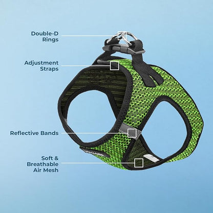 Best Pet Supplies Voyager Step-in Air Harness - All Weather Mesh, Reflective, No Pull Harness for Dogs, Cats - Secure with Hook & Loop Fastener, Buckle, Double D-Rings - Lime Green 2-Tone, XL