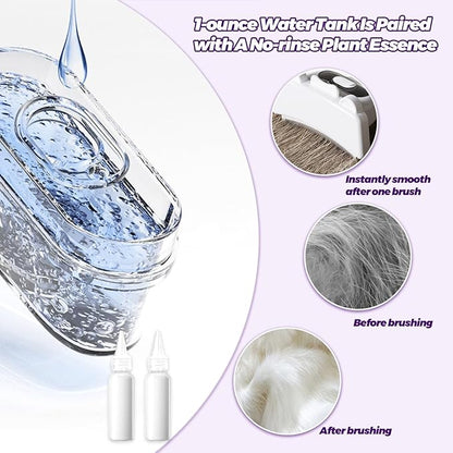 3 in-1 Cat & Dog Steam Comb for Long Short Hair for Any Size Cat & Dog Hair Removal & Shedding, Two Spray Mode with USB, Brush Haired Release Button - Include “2” Waterless Shampoo(White)