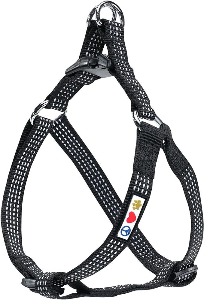 Pawtitas Reflective Step-in Dog Harness – Adjustable No-Pull Vest for Puppies to Seniors, Safe & Comfortable, XS Black