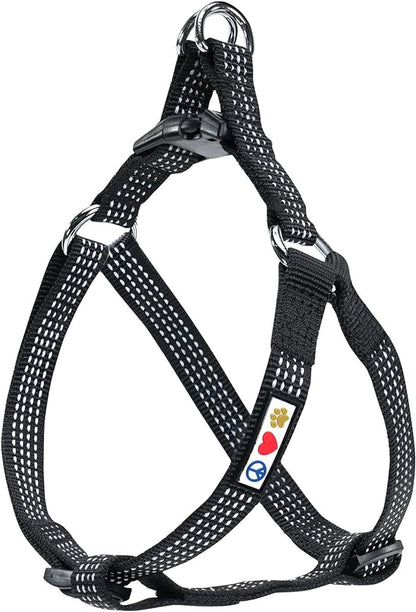 Pawtitas Reflective Step-in Dog Harness – Adjustable No-Pull Vest for Puppies to Seniors, Safe & Comfortable, XS Black