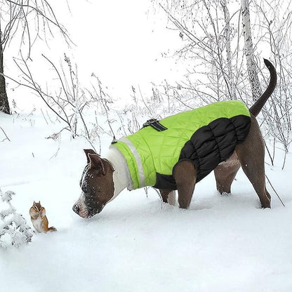 Lelepet Dog Coat Warm Dog Winter Coat Waterproof Dogs Jacket with Harness Built in Reflective Pet Fleece Vest Zip-Up Cold Weather Coats for Medium Dogs Turtleneck & Windproof Coats Dachshund Lime M