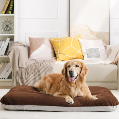 Magic Dog Super Soft Extra Large Dog Bed, 47 Inches Orthopedic Foam Dog Beds for XL Dogs, Jumbo Pet Bed with Anti Slip Bottom, Dog Sleeping Mattress with Removable and Washable Cover, Dark Brown