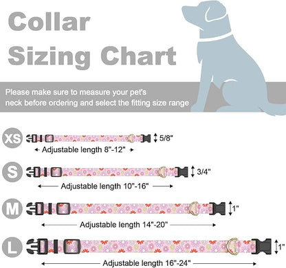 Rnivvi Dog Collar for Small Dogs, Cute Heavy Duty Adjustable Puppy Collar with Quick Release Buckle for Girl & Female, Pet Accessories for Walking Running, XS Length 5/8" Width, Colorful Chamomile