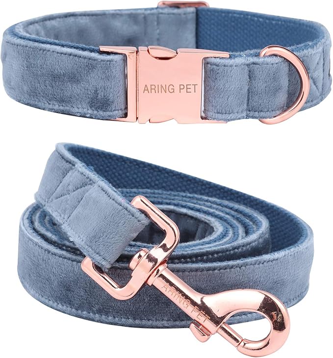 ARING PET Dog Collar and Leash, Velvet Dog Collar and Leash Set, Soft & Comfy, Adjustable Collars for Dogs Medium