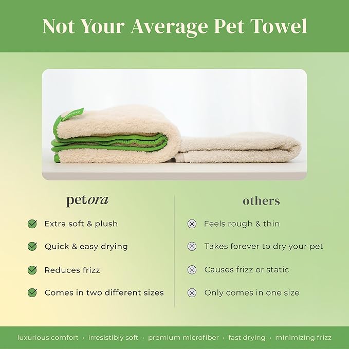 petora] Rub Me More Pet Spa Towels | Adorable Quick-Dry Dog Towels for Drying & Grooming | Soft Microfiber Towels for Dogs & Cats | 2-Piece Set for Body & Paws