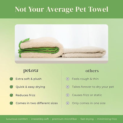 petora] Rub Me More Pet Spa Towels | Adorable Quick-Dry Dog Towels for Drying & Grooming | Soft Microfiber Towels for Dogs & Cats | 2-Piece Set for Body & Paws