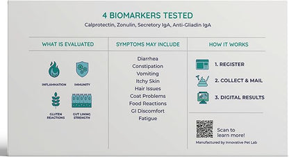 Innovative Pet Lab Comprehensive Gut Health Test Kit for Cats - at-Home Cat Stool Test for Immune & Gluten Sensitivity Symptoms Like Diarrhea, Vomiting, Itchy Skin - Easy Non-Invasive Testing Kit