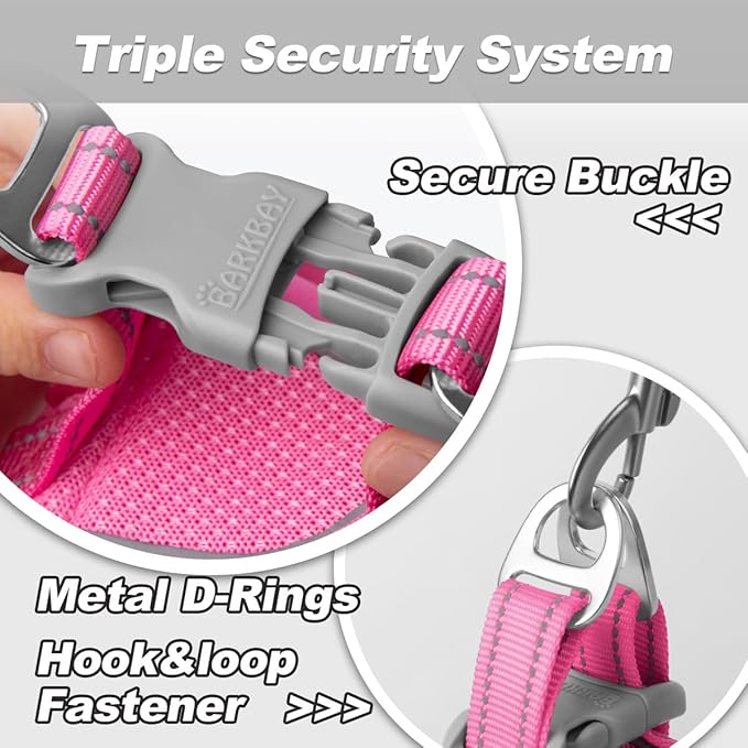 Dog Harness and Leash Set,Step in Small Sized Dog Harness,Soft Mesh,No-Chock,Reflective Adjustable,Secure with Hook & Loop Fastener,Puppy Vest for Small,Medium Dogs(Pink,XS)