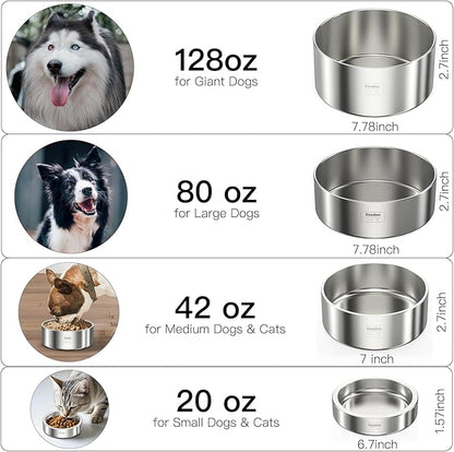 Feedoo 2L Double Layers 304 Stainless Steel Dog Bowl - Insulated & Durable | Non-Slip Base | Easy to Clean | BPA-Free Safe Dog Food and Water Bowl