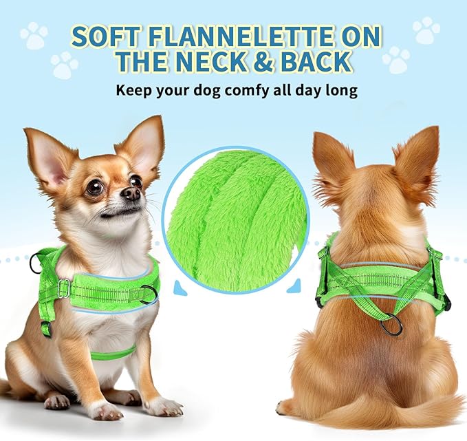 SlowTon No Pull Small Dog Harness and Leash Set, Puppy Soft Vest Harness Neck & Chest Adjustable, Reflective Lightweight & Anti-Twist Pet Lead Combo for Small Medium Dogs (G- Front Clip,S)