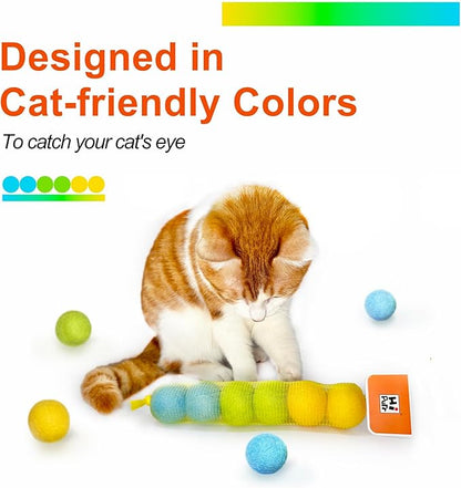 Hi Purr 100% Wool Felt Cat Toy Balls – 6-Pack, 3 Colors – Natural, Durable & Safe Size for Indoor Cats