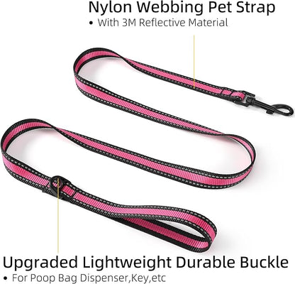 Mile High Life | Reflective Dog Collar Leash Set | Adjustable Collar Leash Set (Pink, Large (Pack of 2))