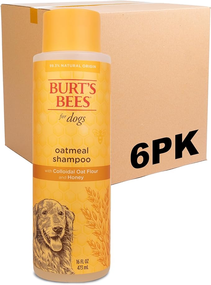 Burt's Bees for Pets Oatmeal Shampoo for Dogs with Colloidal Oat Flour and Honey - Skin Soothing Dog Oatmeal Shampoo, Dog Wash for Itchy Dry Skin, Essential Grooming Supplies, 16 Fl Oz - 6 Pack