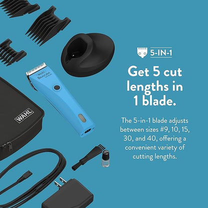 WAHL Professional Animal Bravura Lithium Ion Clipper - Pet, Dog, Cat, and Horse Corded / Cordless Clipper Kit, Turquoise (41870-0438)